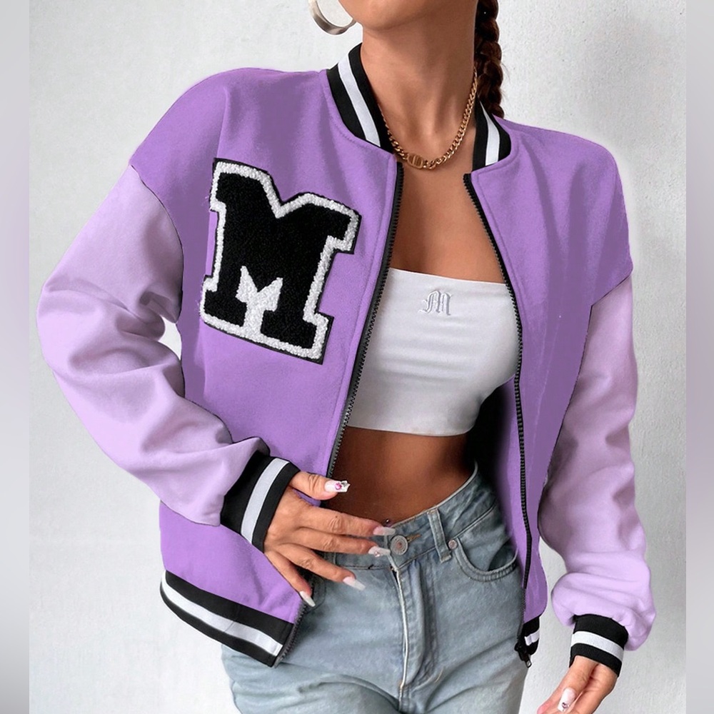 Flirla College Style Letter Printed Baseball Jacket Fall Winter Cloth For Women